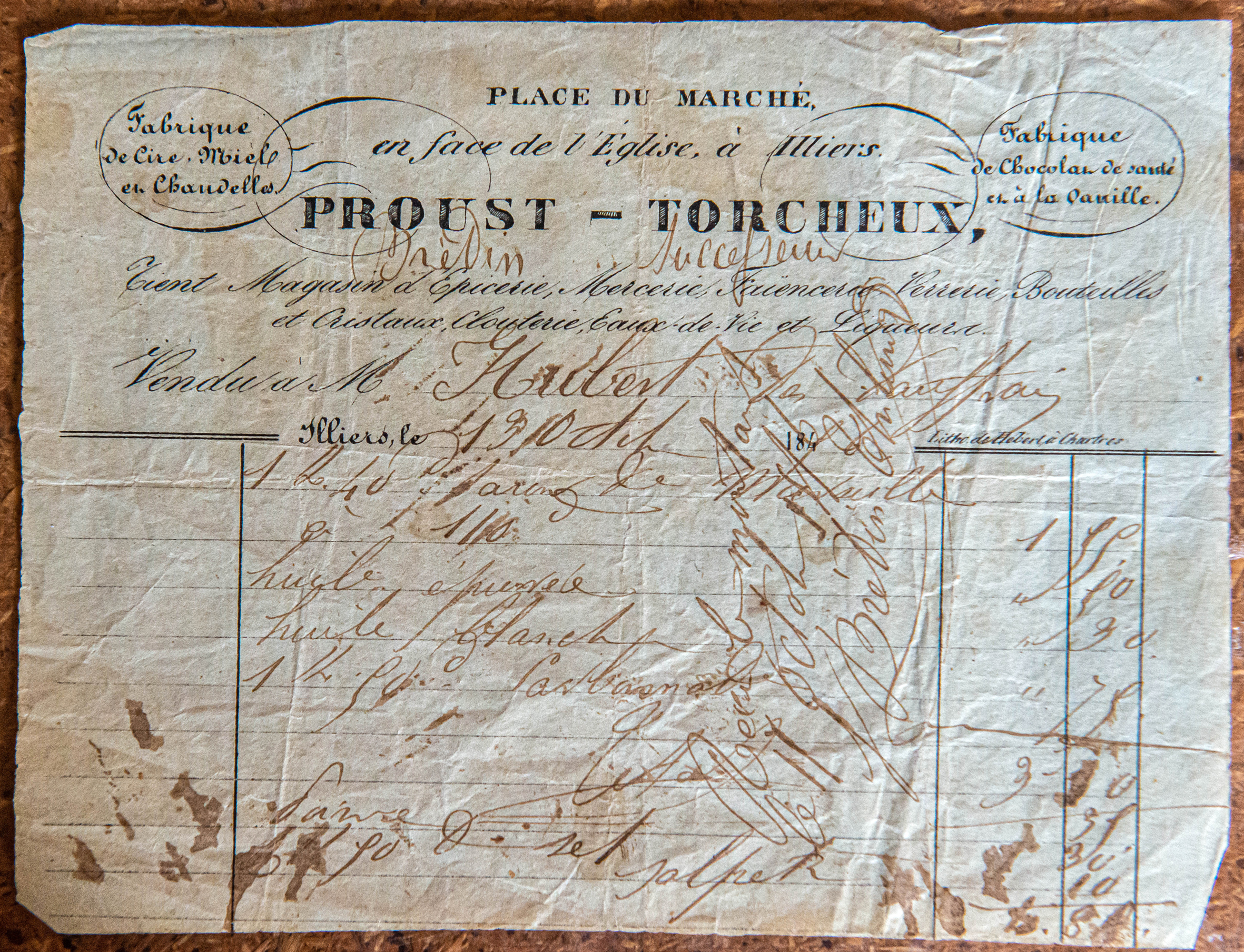 Facture Proust Torcheux